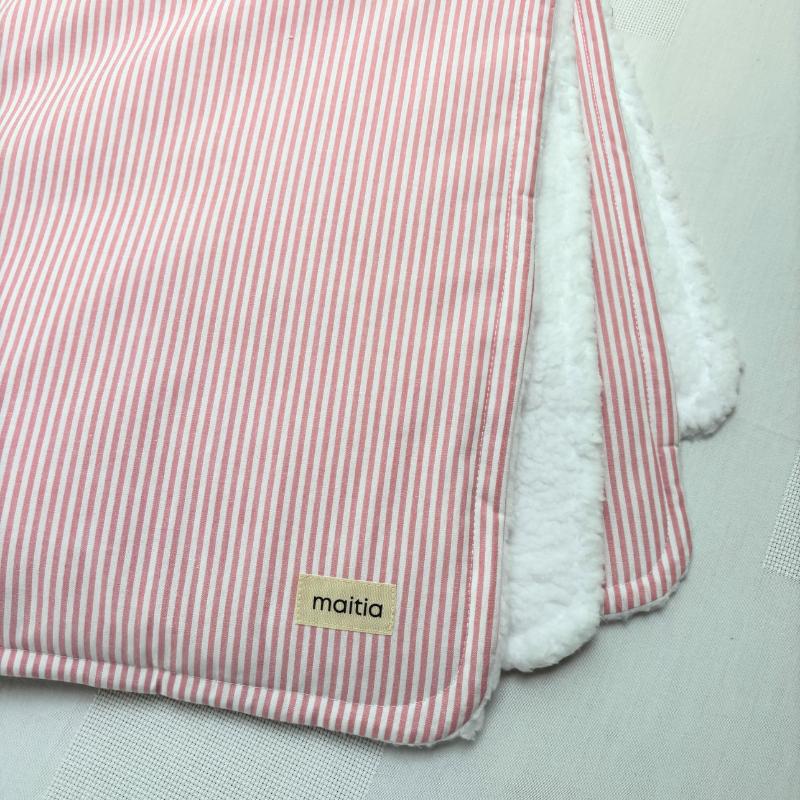 Manta Borreguito Rayas Rosa