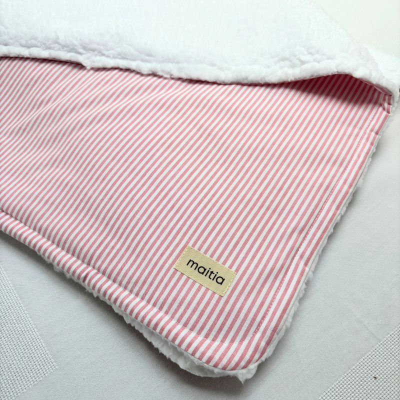 Manta Borreguito Rayas Rosa