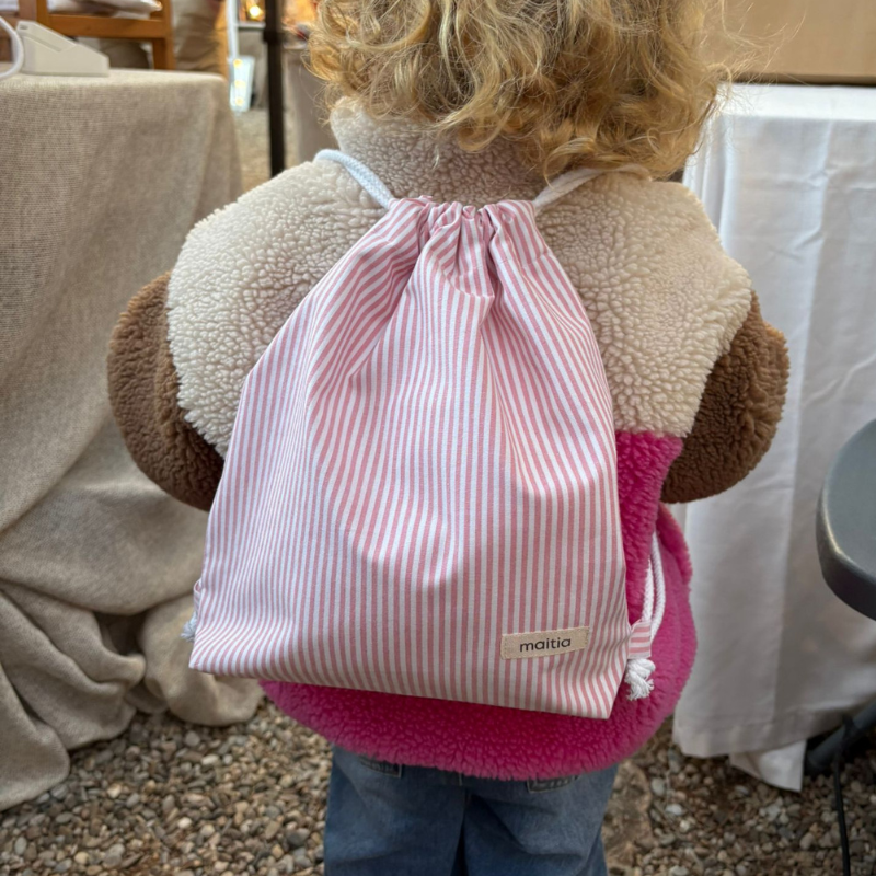 Mochila Rayas Rosa