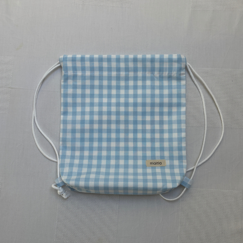 Mochila Saco Vichy Azul Bebé