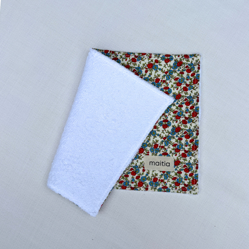 Toalla Babas Flores Rojo y Azul 3
