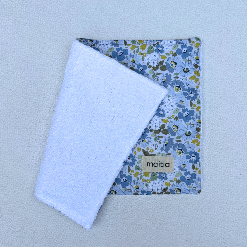 Toalla Babas Flores Azul y Verde-Amarillo